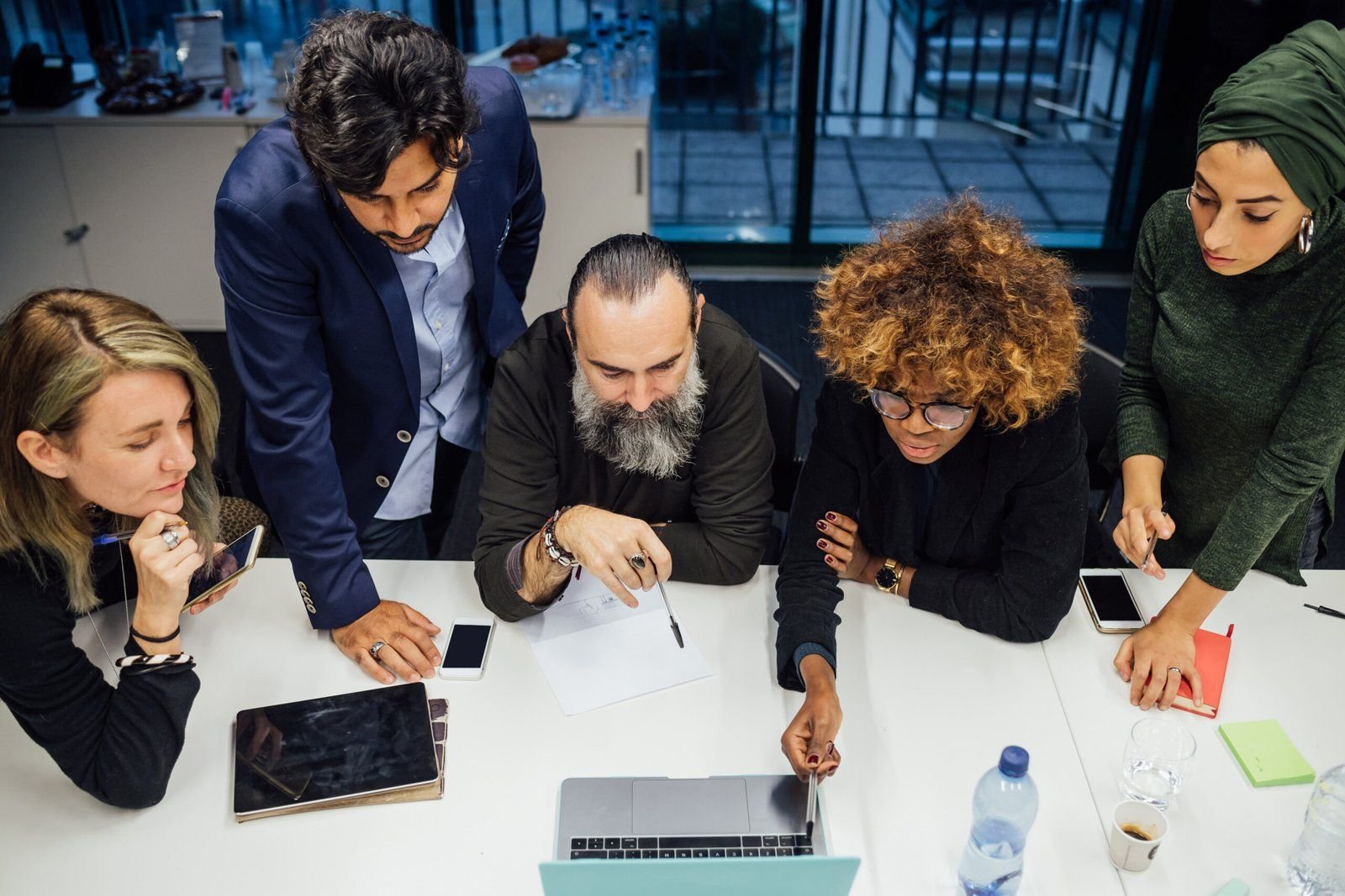 Business partners brainstorming in an office meeting